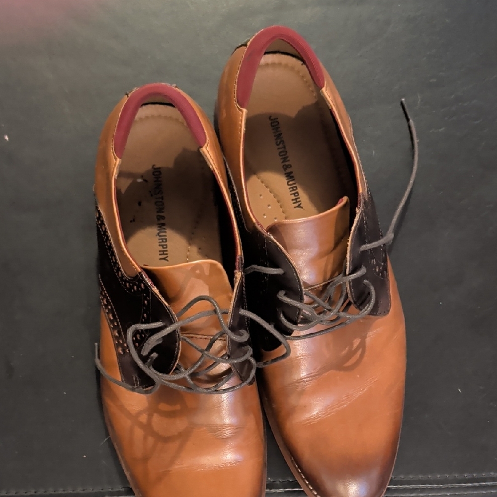 Johnston & Murphy Two-Tone Brown and Black Oxfords